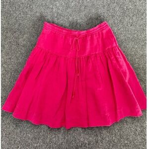 Gap Pink 100% Linen Ruffle Mini Skirt Elastic Waist Fuchsia Small Sum '09 Rare
